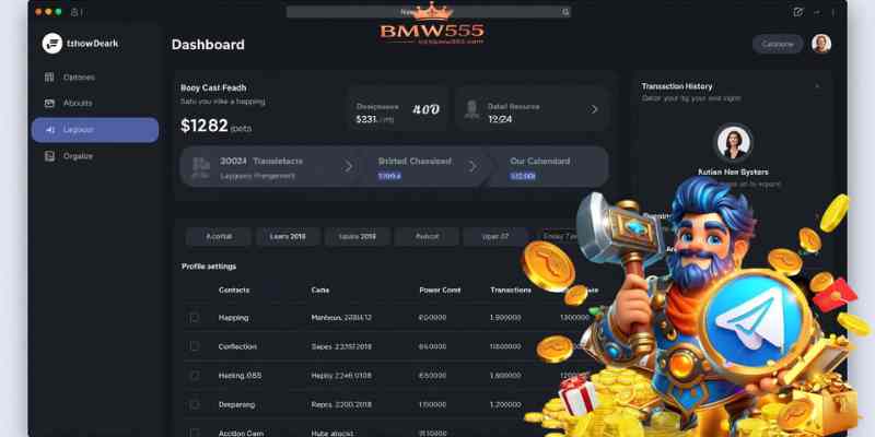 Organized dashboard displaying account balance, transaction history, and profile settings.