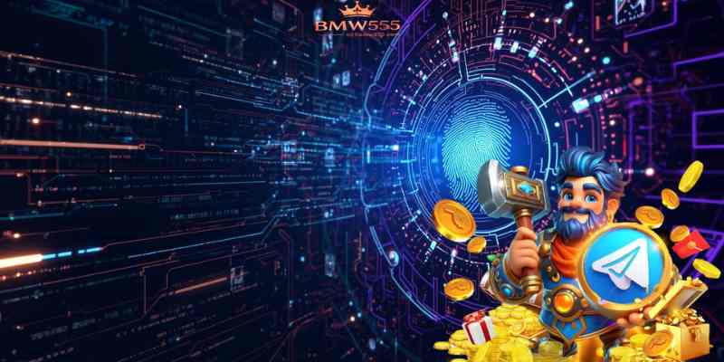 Concept of biometric authentication and AI-powered fraud detection systems.